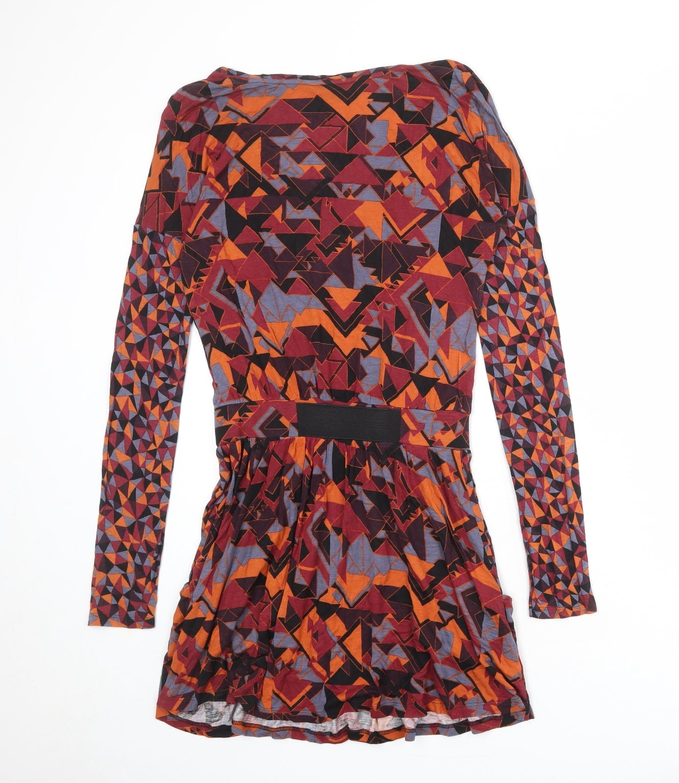 Limited Collection Womens Multicoloured Geometric Viscose A-Line Size 8 Round Neck Pullover