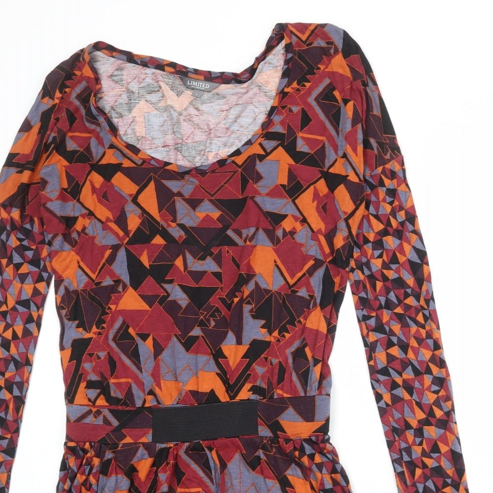 Limited Collection Womens Multicoloured Geometric Viscose A-Line Size 8 Round Neck Pullover
