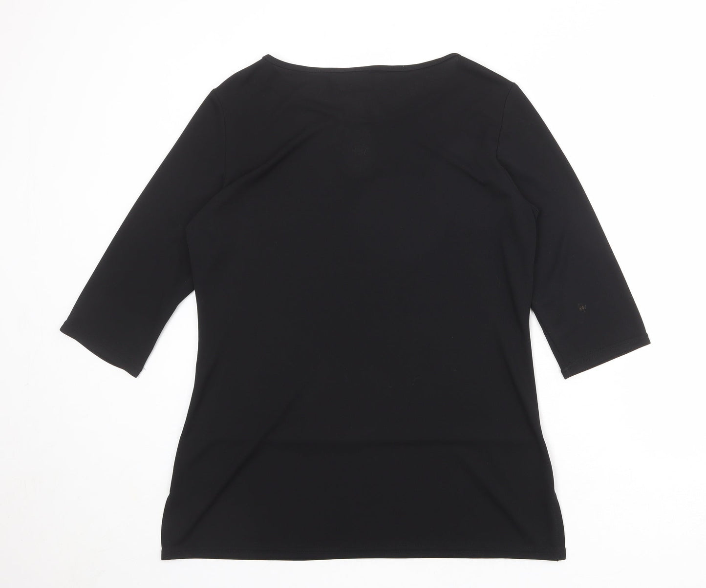 Sara Womens Black Polyester Basic T-Shirt Size 10 Boat Neck - Size 10-12