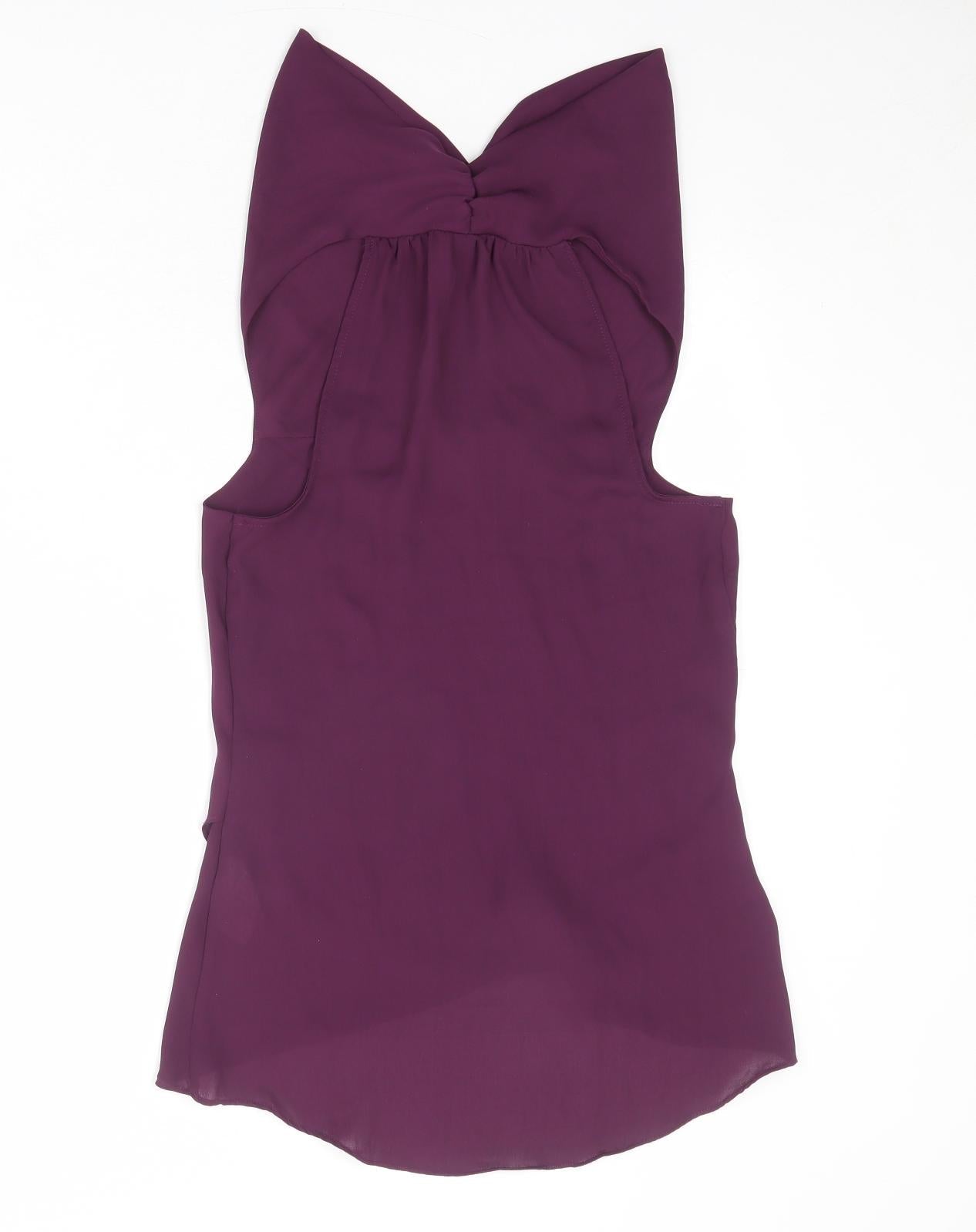 Warehouse Womens Purple Polyester Basic Blouse Size 6 Cowl Neck