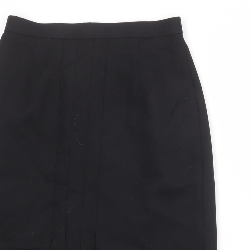 St Michael Womens Black Polyester Straight & Pencil Skirt Size 14 Zip