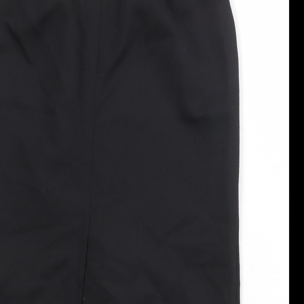 St Michael Womens Black Polyester Straight & Pencil Skirt Size 14 Zip