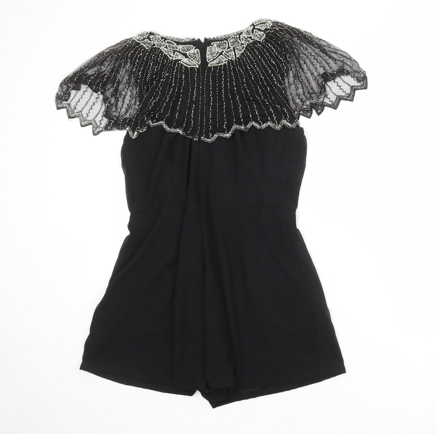 TFNC Womens Black Polyester Playsuit One-Piece Size M Zip