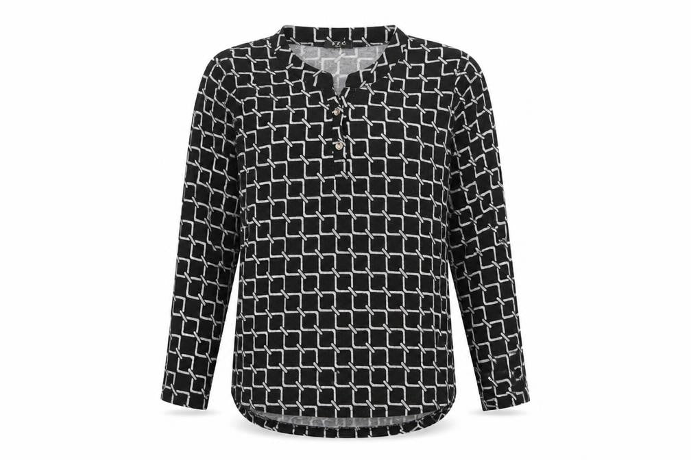 Womens UK Size M TZO Black Cotton Blouse