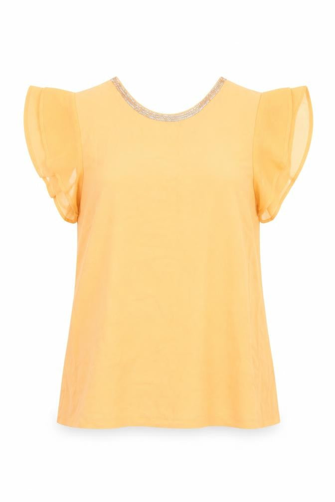 NEXT Womens Orange Polyester Basic Blouse Size 14 Round Neck