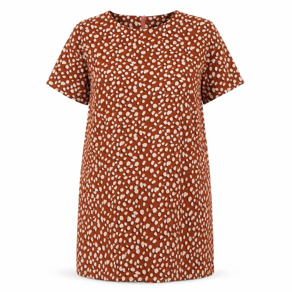 Boohoo Womens Brown Floral Polyester A-Line Size 12 Round Neck Zip