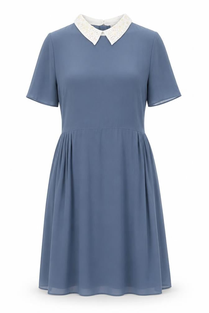 Marks and Spencer Womens Blue Polyester Shirt Dress Size 8 Collared Zip