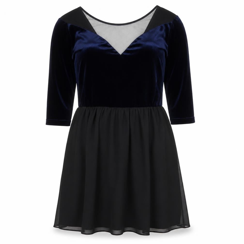 Divided by H&M Womens Black Colourblock Polyester Fit & Flare Size 14 Round Neck Pullover