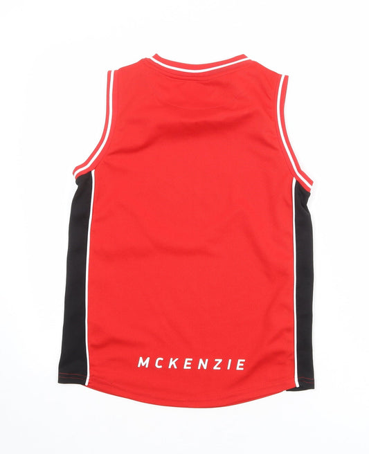 McKenzie Boys Red Polyester Basic Tank Size 12-13 Years Round Neck Pullover