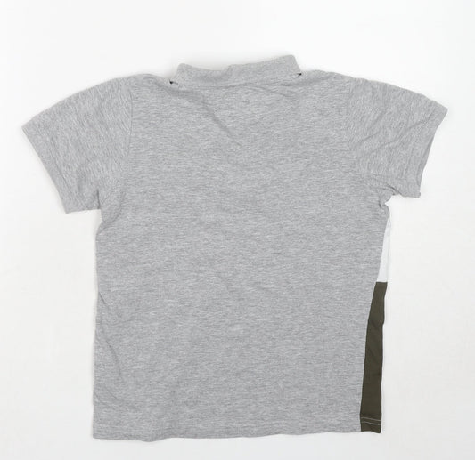 Threaboys Boys Grey Colourblock Cotton Basic Polo Size 9-10 Years Collared Pullover