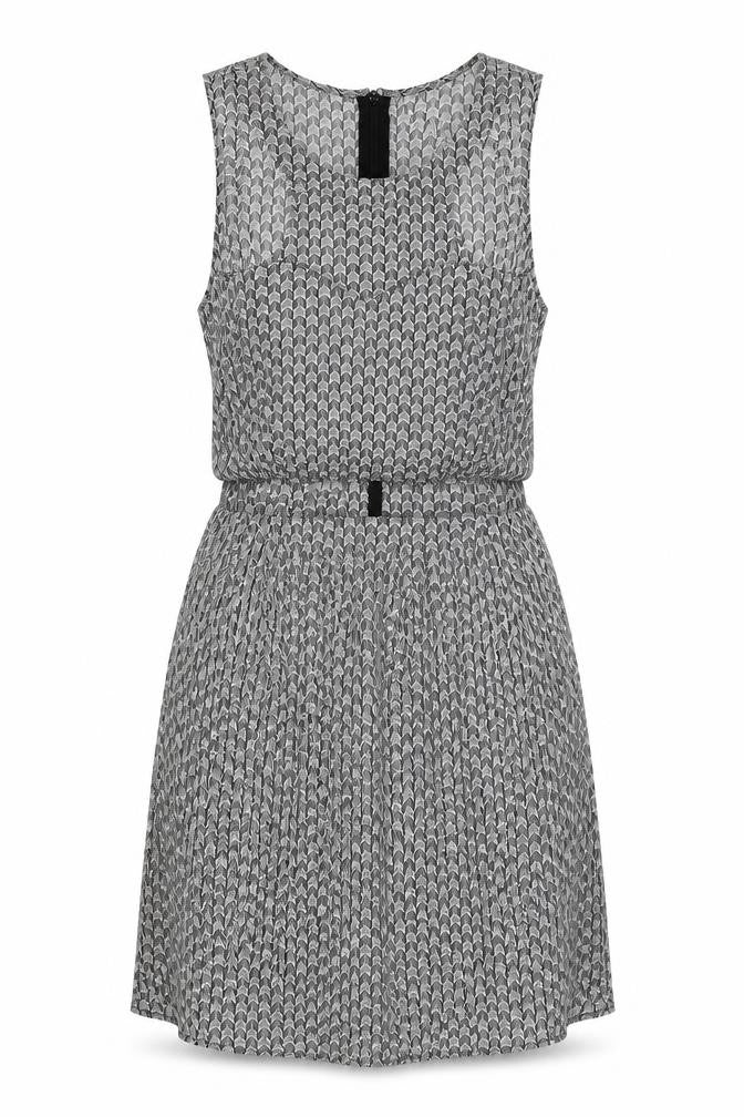 Divided by H&M Womens Black Geometric Viscose Tank Dress Size 10 Round Neck Zip