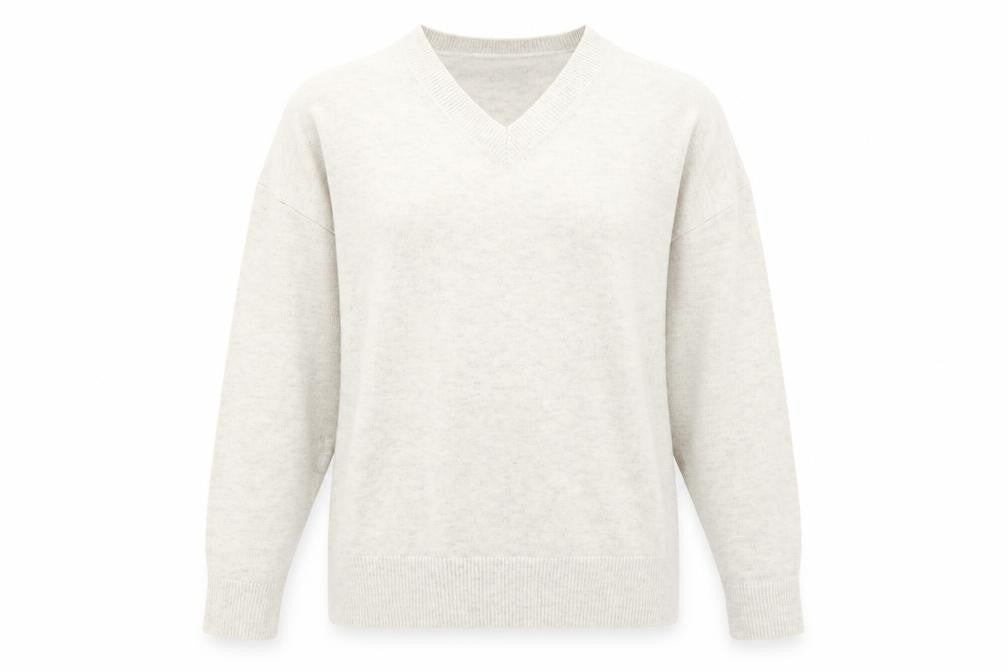 Marks and Spencer Womens Grey V-Neck Polyester Pullover Jumper Size L