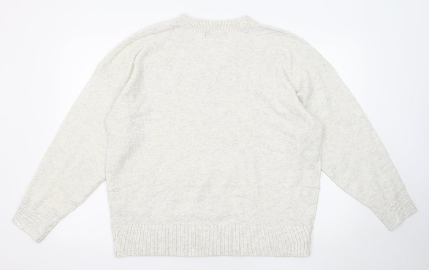 Marks and Spencer Womens Grey V-Neck Polyester Pullover Jumper Size L