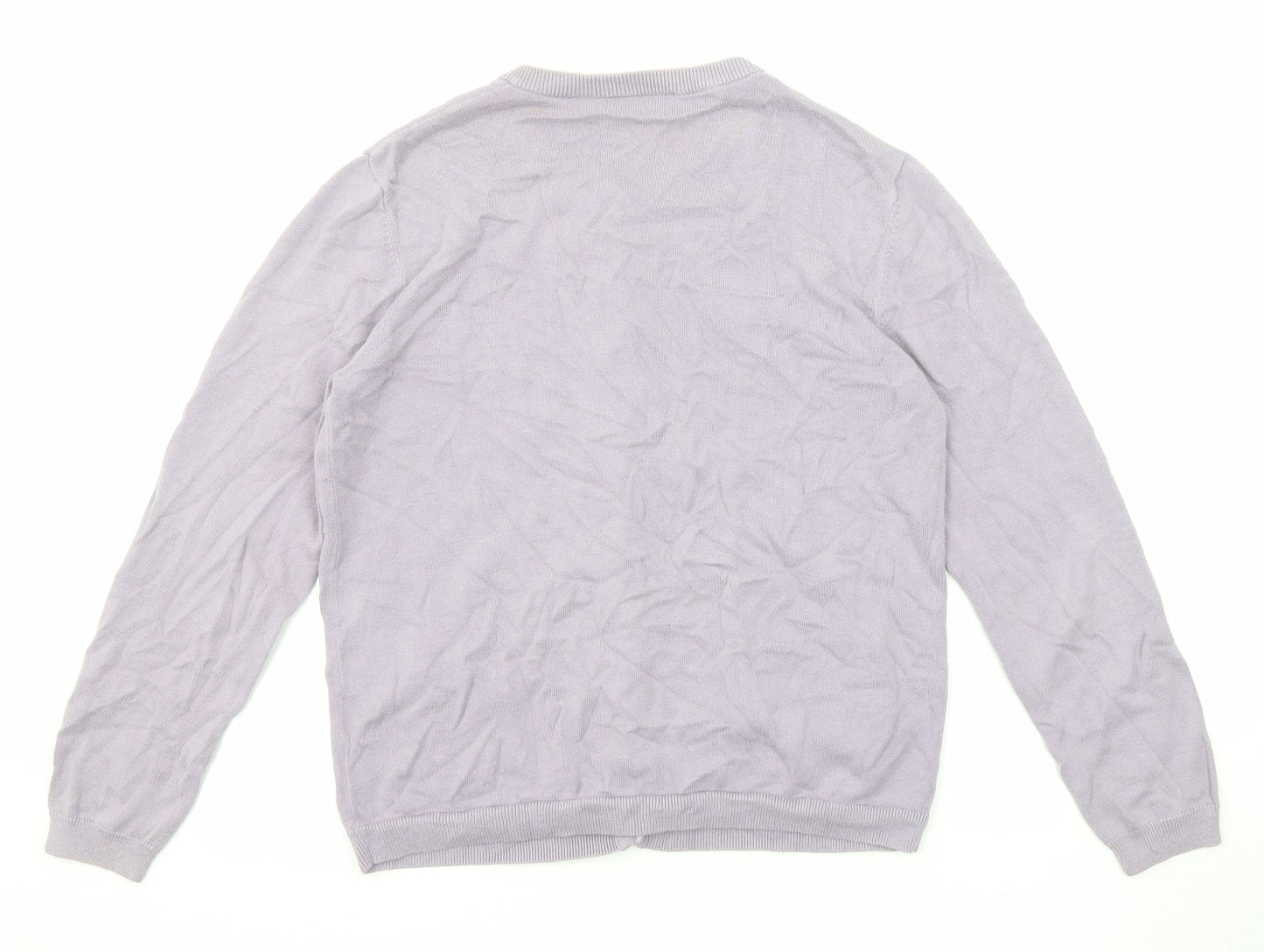 Cotswold Womens Purple Round Neck Cotton Cardigan Jumper Size S - Flower detail