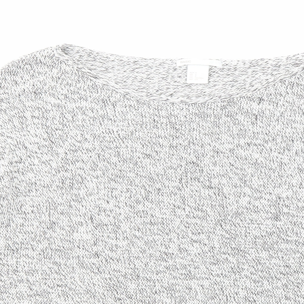 H&M Womens White Round Neck Cotton Pullover Jumper Size S