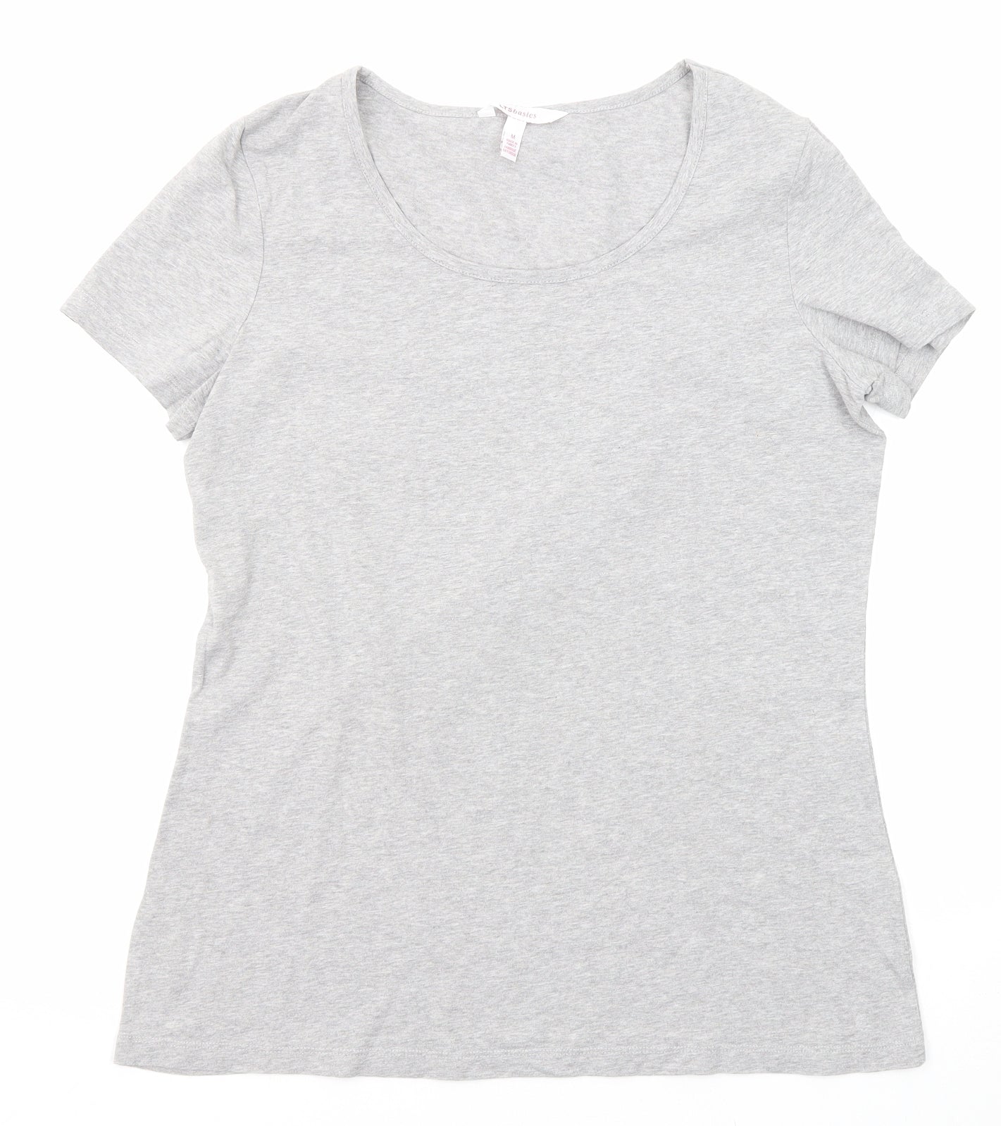 LTS Basics Womens Grey Cotton Basic T-Shirt Size M Scoop Neck