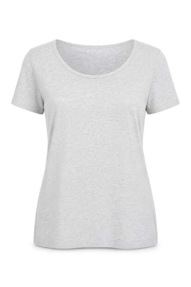 LTS Basics Womens Grey Cotton Basic T-Shirt Size M Scoop Neck
