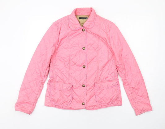 Globus Womens Pink Quilted Jacket Size 12 Snap