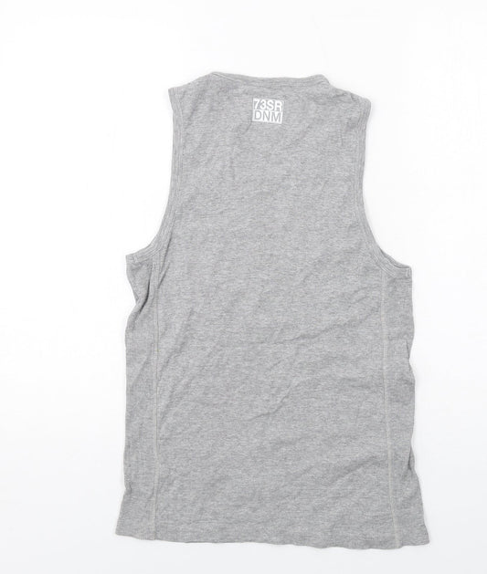 SEVENTYTHREE Mens Grey Cotton T-Shirt Size S Round Neck