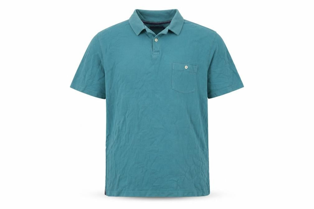 Maine Mens Blue Cotton Polo Size L Collared Button