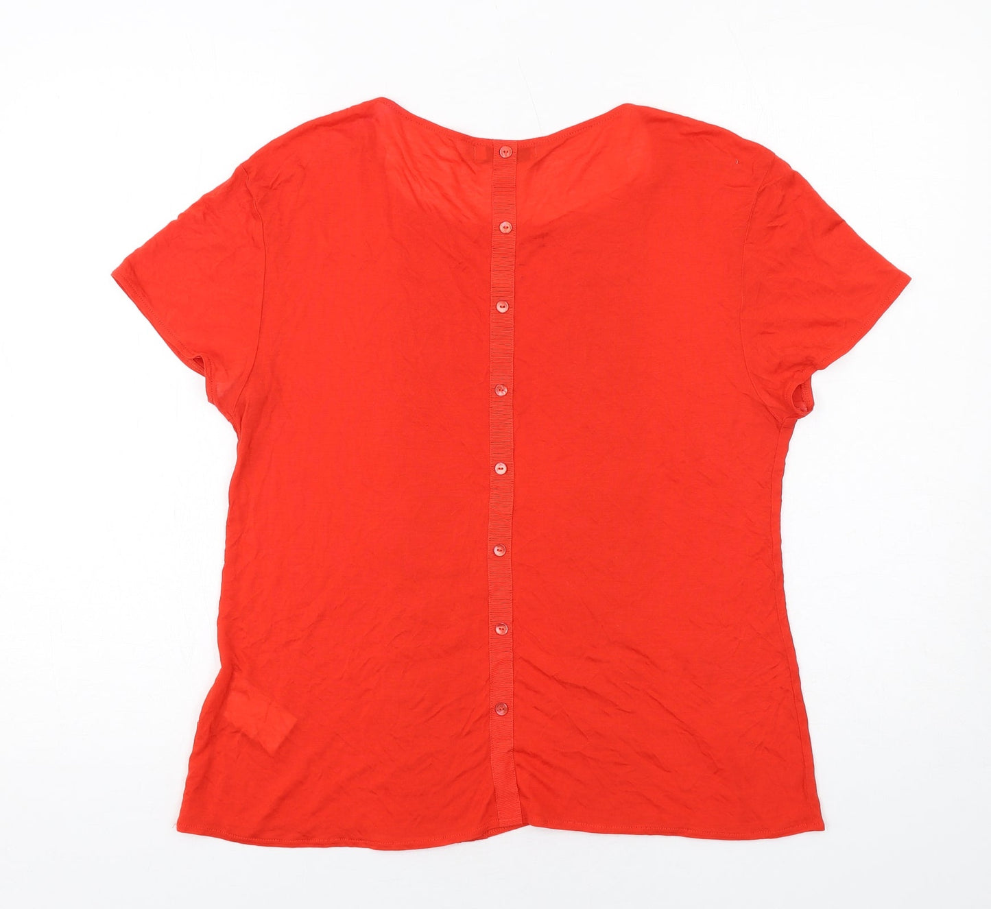 Vacknox Womens Red Viscose Basic T-Shirt Size M Boat Neck