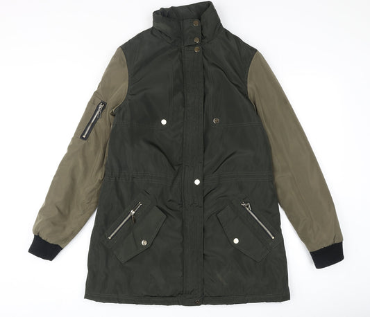 A&G Womens Green Overcoat Coat Size M Zip