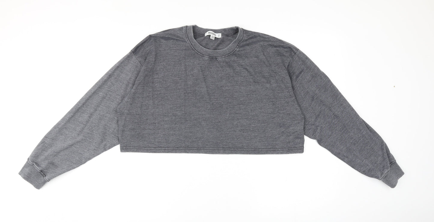 Missguided Womens Grey Cotton Pullover Sweatshirt Size 10 Pullover - Cropped