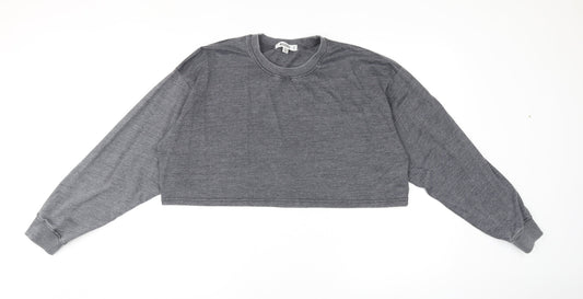 Missguided Womens Grey Cotton Pullover Sweatshirt Size 10 Pullover - Cropped