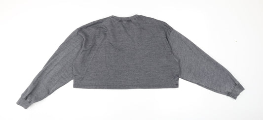 Missguided Womens Grey Cotton Pullover Sweatshirt Size 10 Pullover - Cropped