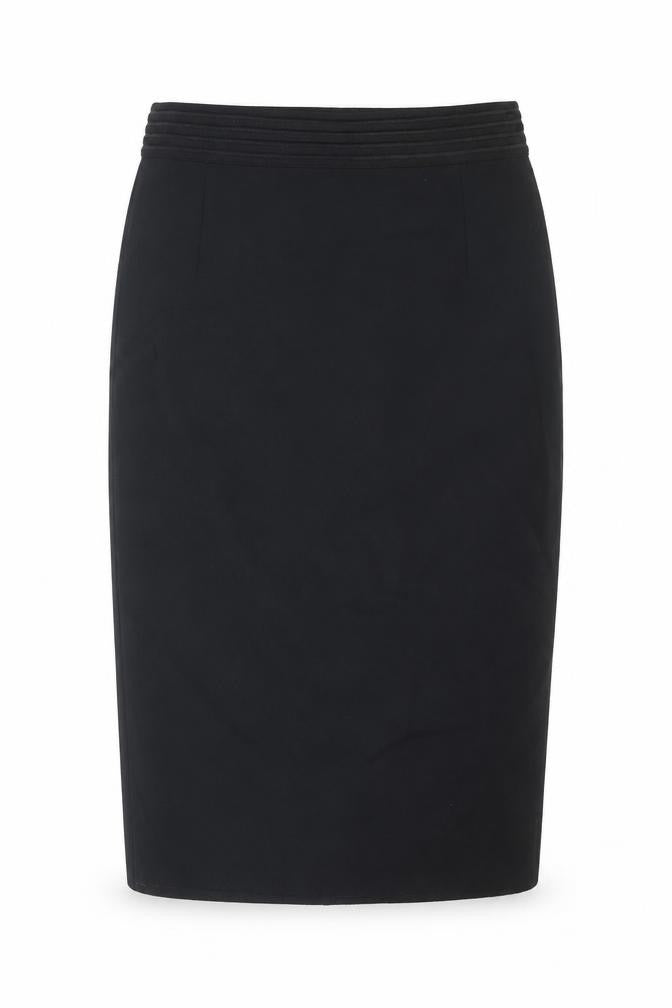 Front view of French Connection women’s black cotton straight & pencil skirt, size UK 6, zip