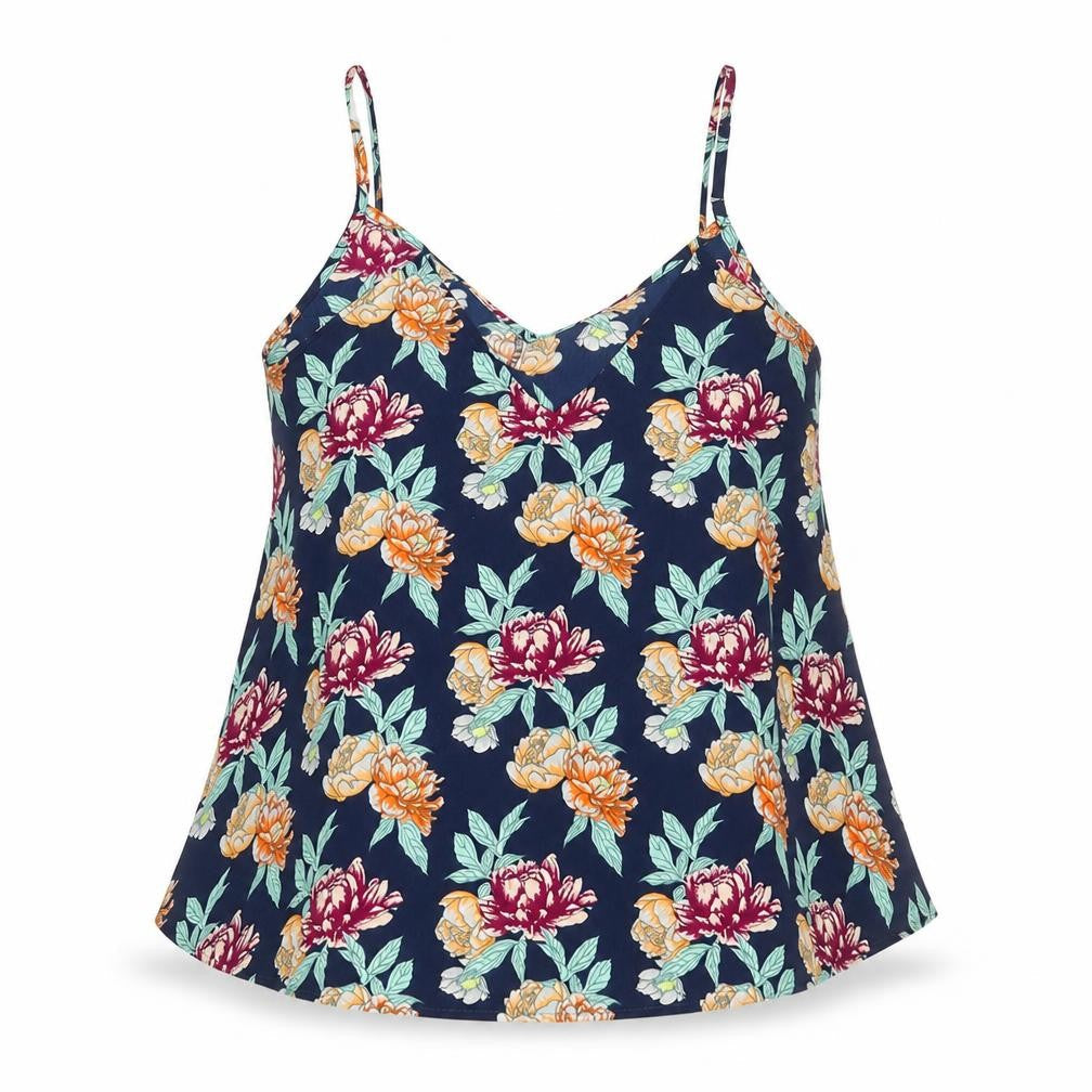 ASOS Womens Multicoloured Floral Polyester Basic Tank Size 12 V-Neck