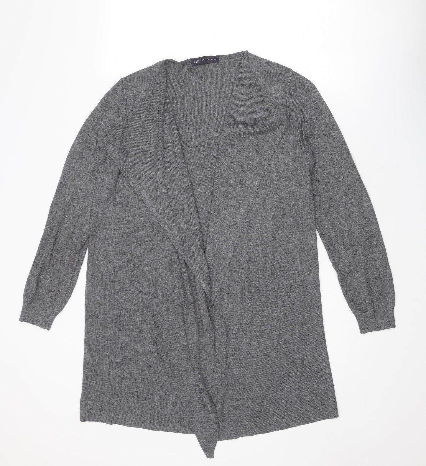 Marks and Spencer Womens Grey V-Neck Viscose Cardigan Jumper Size M
