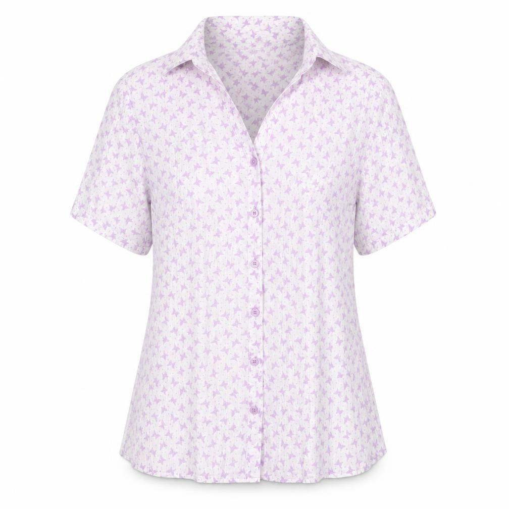 Womens UK Size 12 EWM Purple Polyester Button-Up
