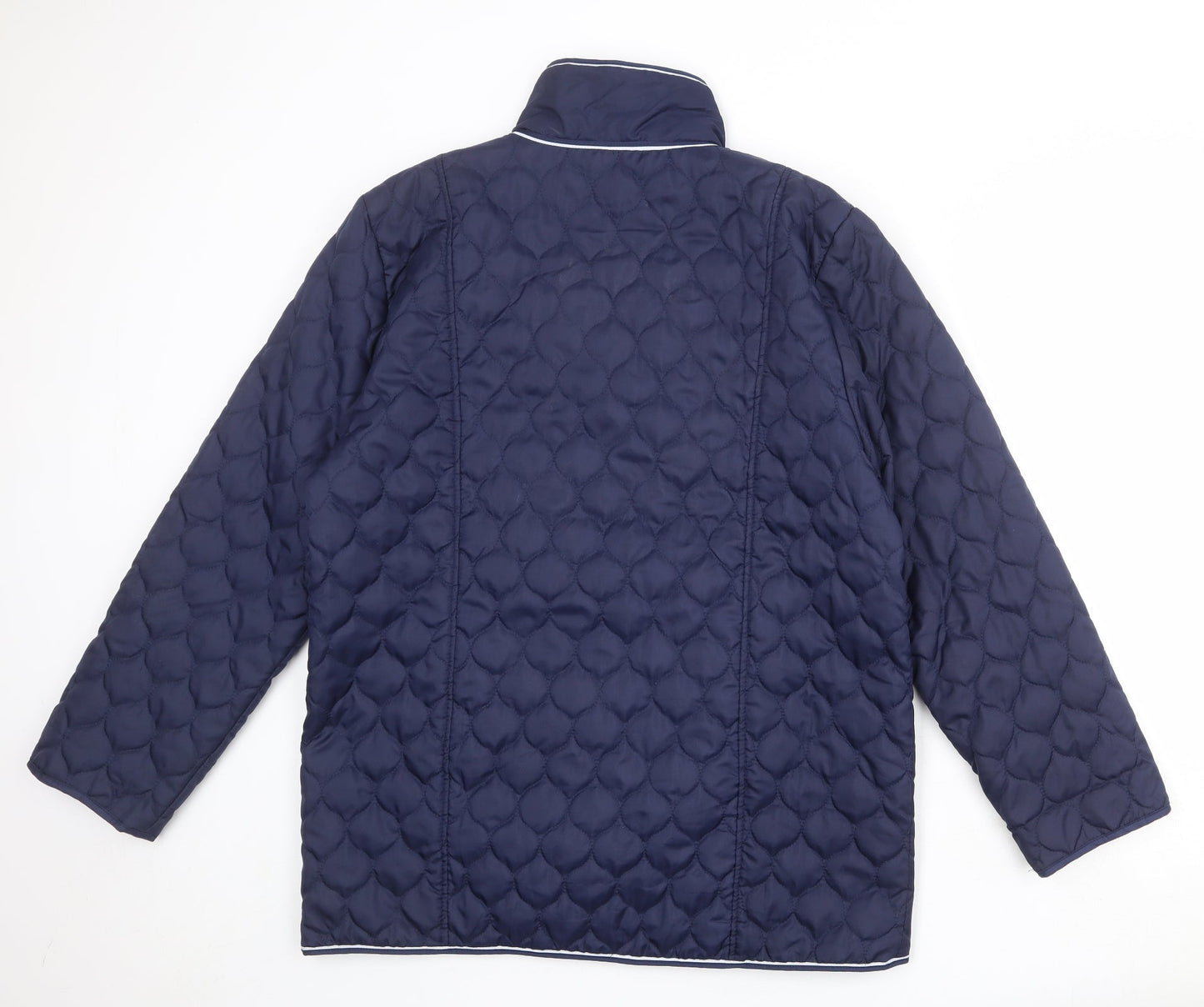 Gabriella Vicenga Womens Blue Quilted Jacket Size 14 Snap
