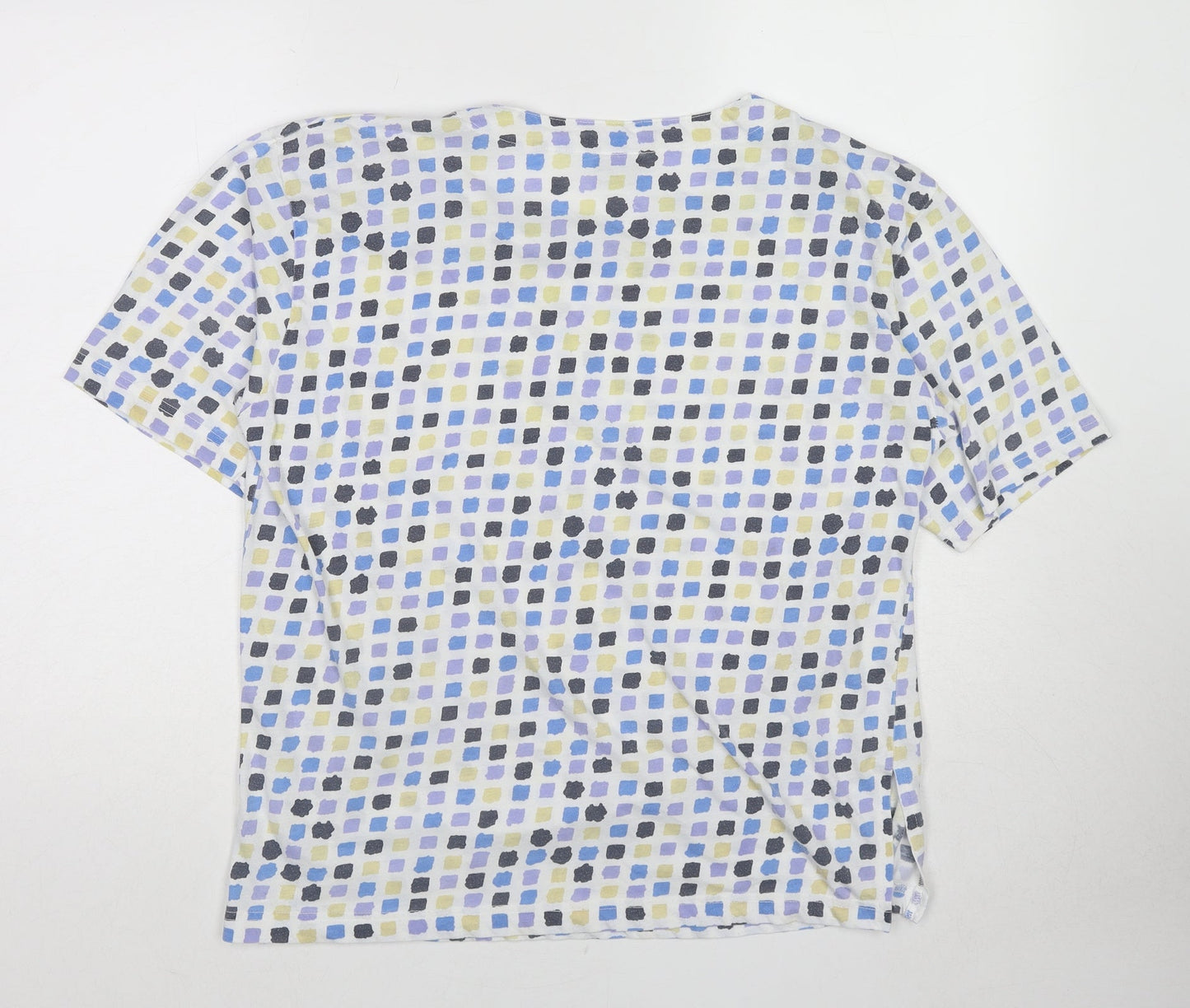 Poppy Womens Multicoloured Geometric Cotton Basic T-Shirt Size S Crew Neck