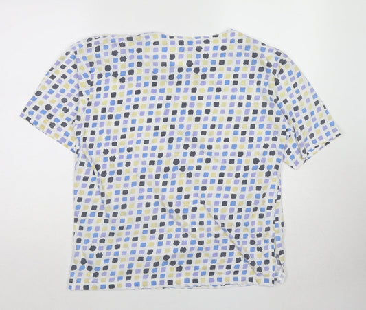 Poppy Womens Multicoloured Geometric Cotton Basic T-Shirt Size S Crew Neck