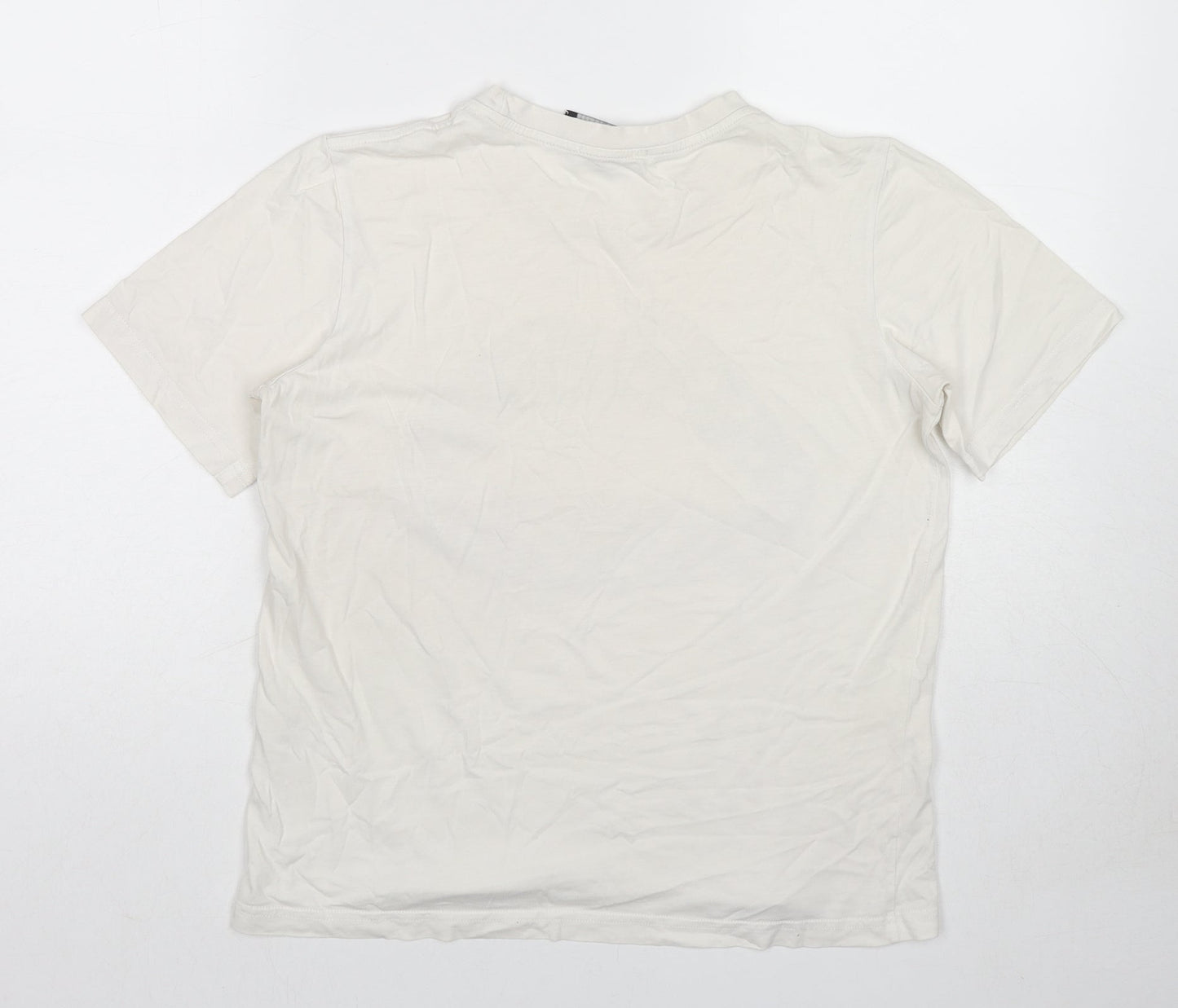 Markus Lupfer Womens White Cotton Basic T-Shirt Size S Crew Neck - Heart Pattern