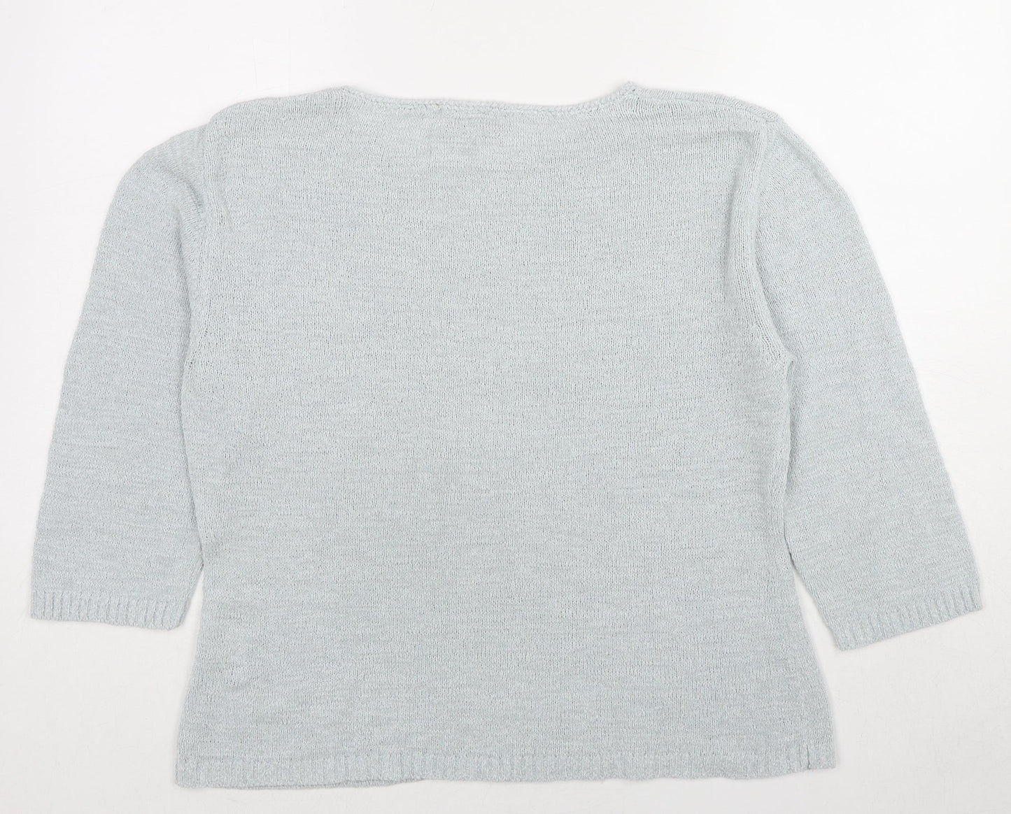 Alex&Co. Womens Blue Round Neck Nylon Pullover Jumper Size 18