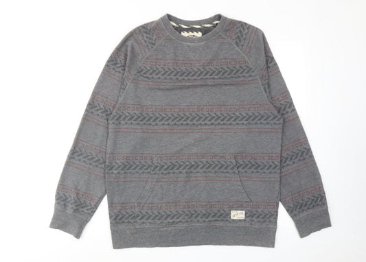 VANS Mens Grey Geometric Cotton Pullover Sweatshirt Size M