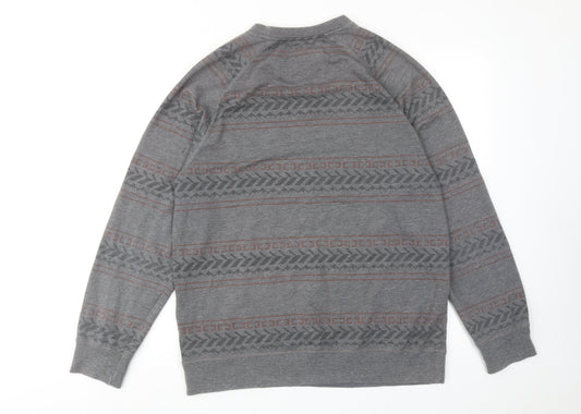 VANS Mens Grey Geometric Cotton Pullover Sweatshirt Size M