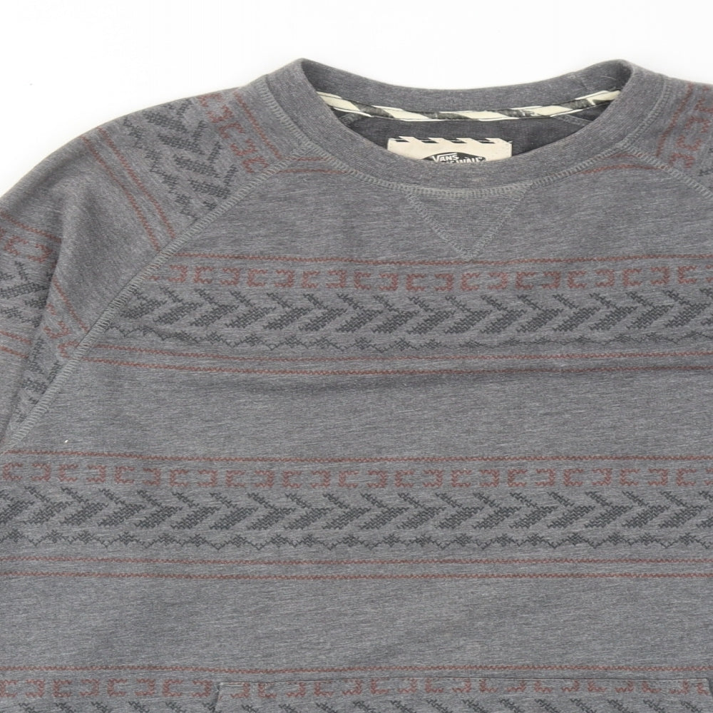 VANS Mens Grey Geometric Cotton Pullover Sweatshirt Size M