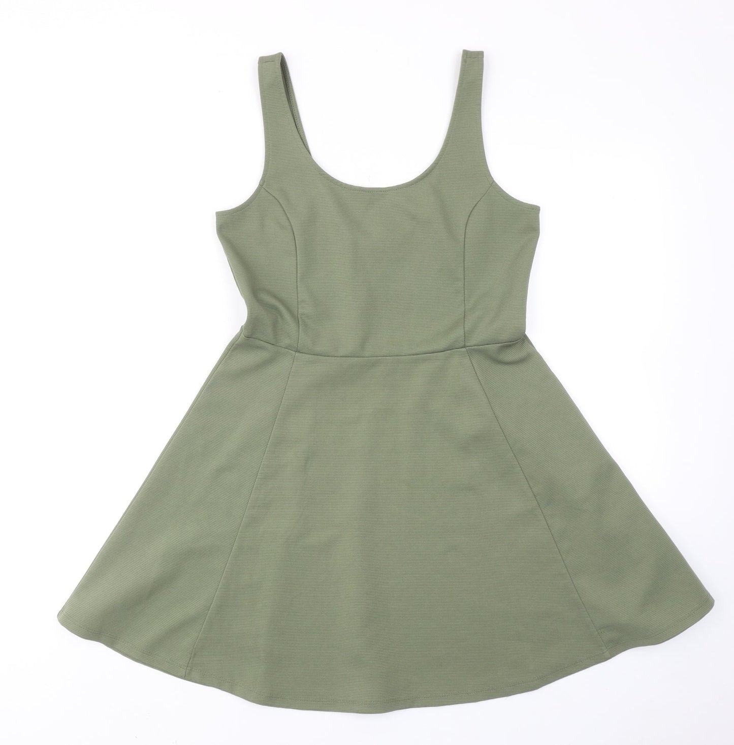 H&M Womens Green Polyester Fit & Flare Size 12 Round Neck Pullover