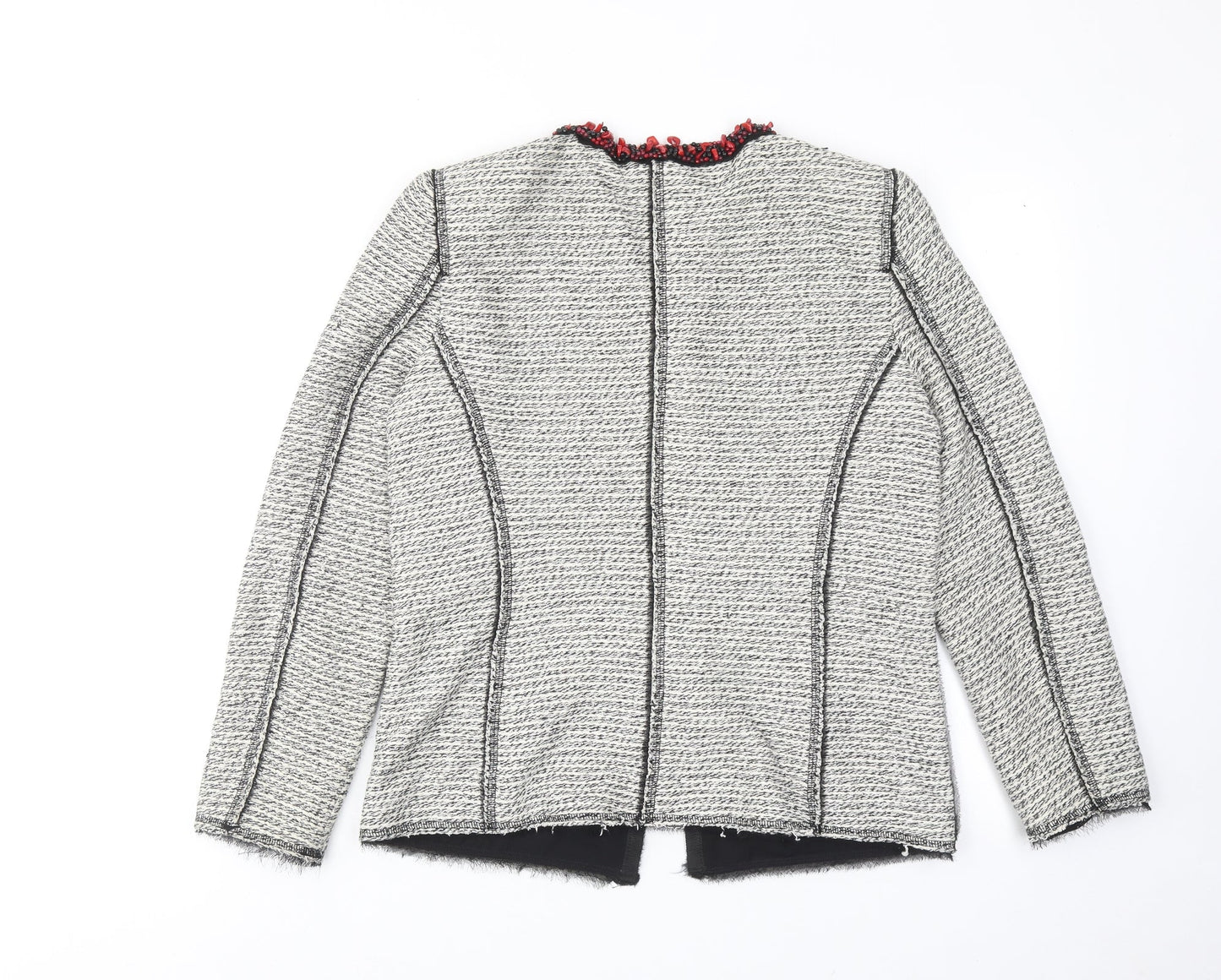 Zara Womens Grey Geometric Jacket Size XL Hook & Eye