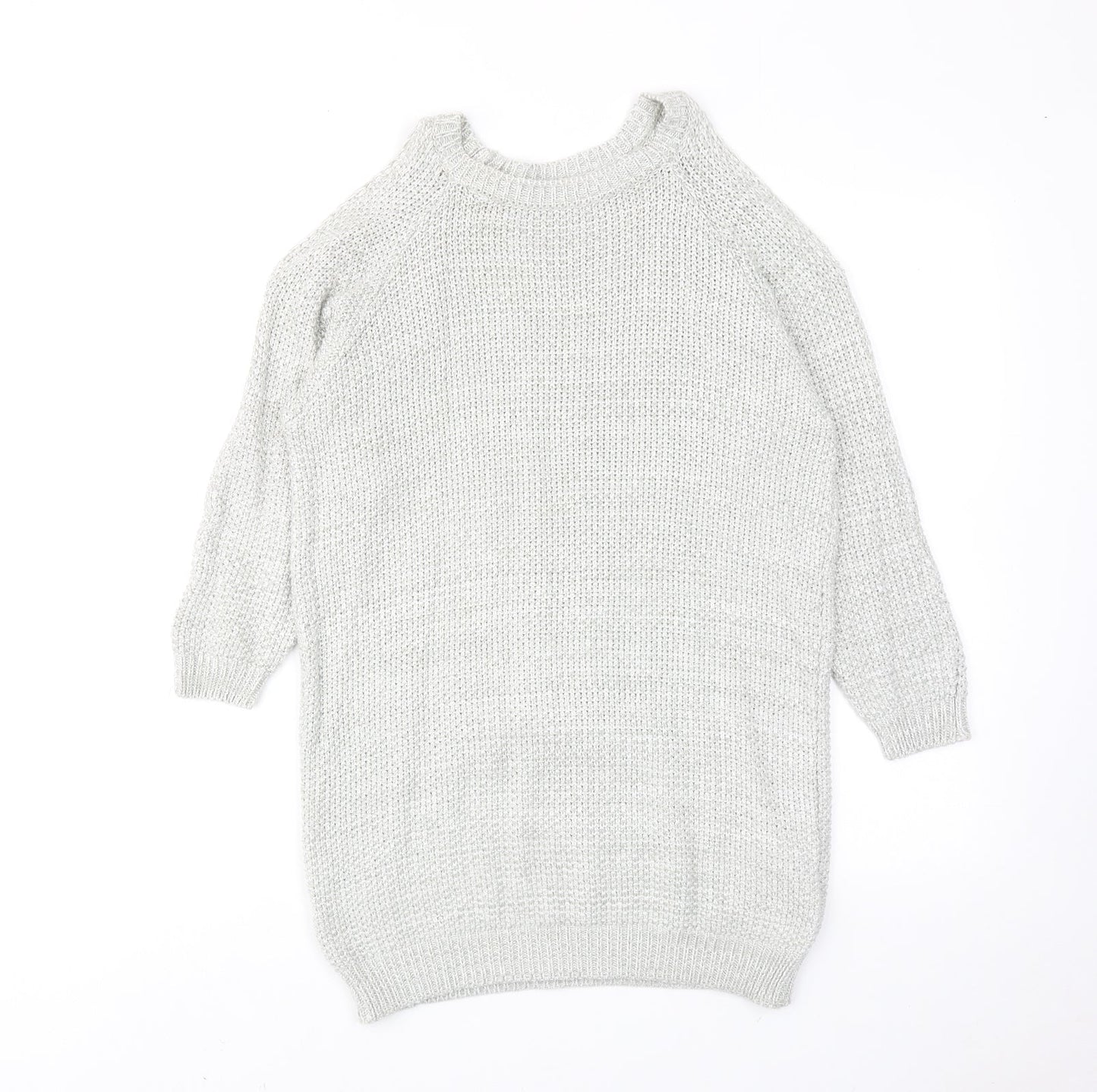 Bershka Womens Grey Round Neck Cotton Pullover Jumper Size XS