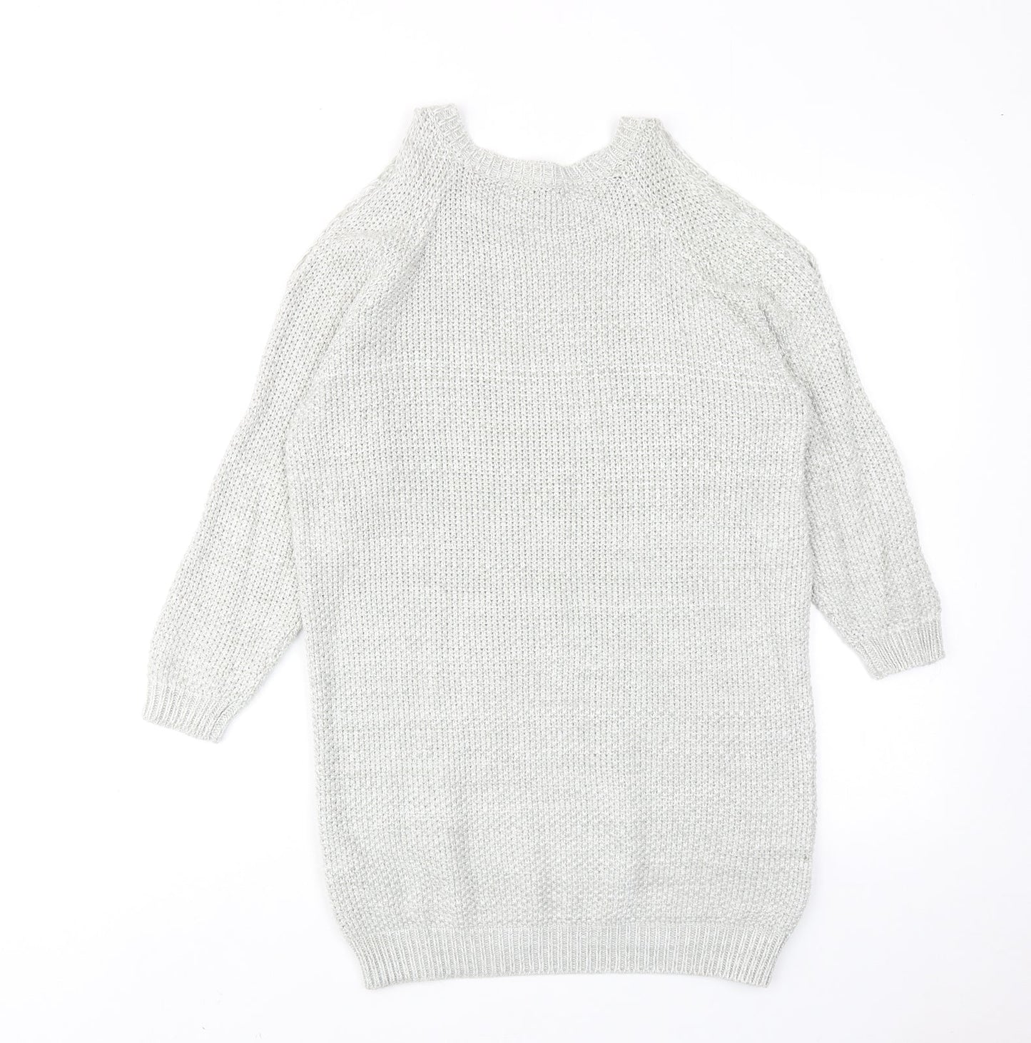 Bershka Womens Grey Round Neck Cotton Pullover Jumper Size XS