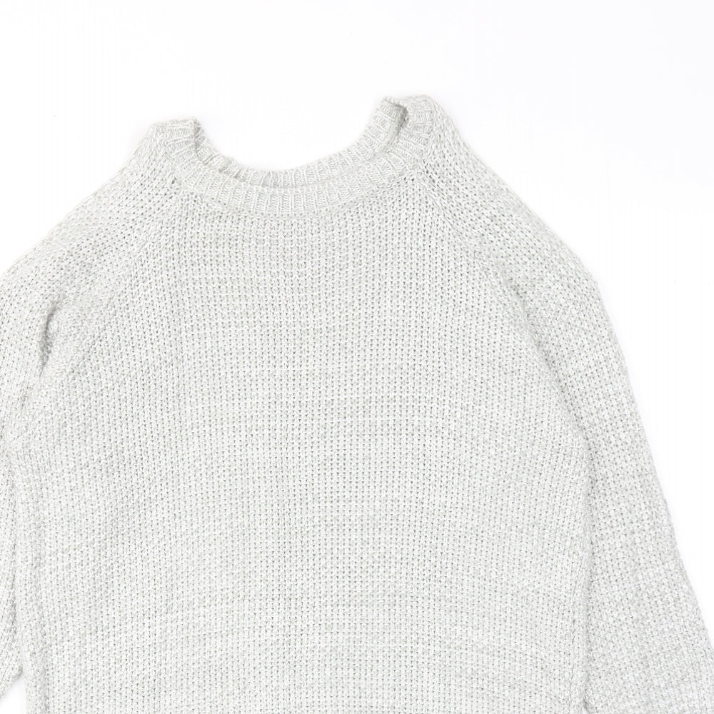 Bershka Womens Grey Round Neck Cotton Pullover Jumper Size XS