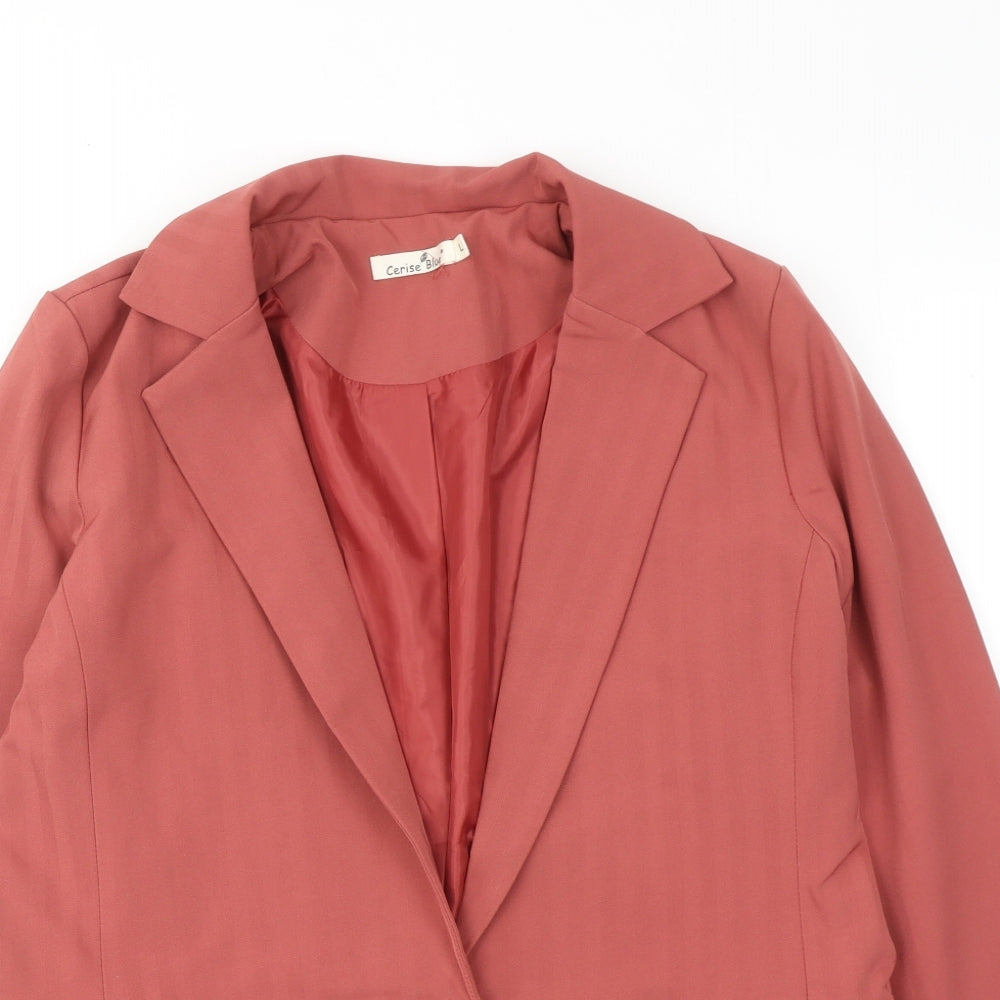 Cerise Blue Womens Pink Polyester Jacket Suit Jacket Size L