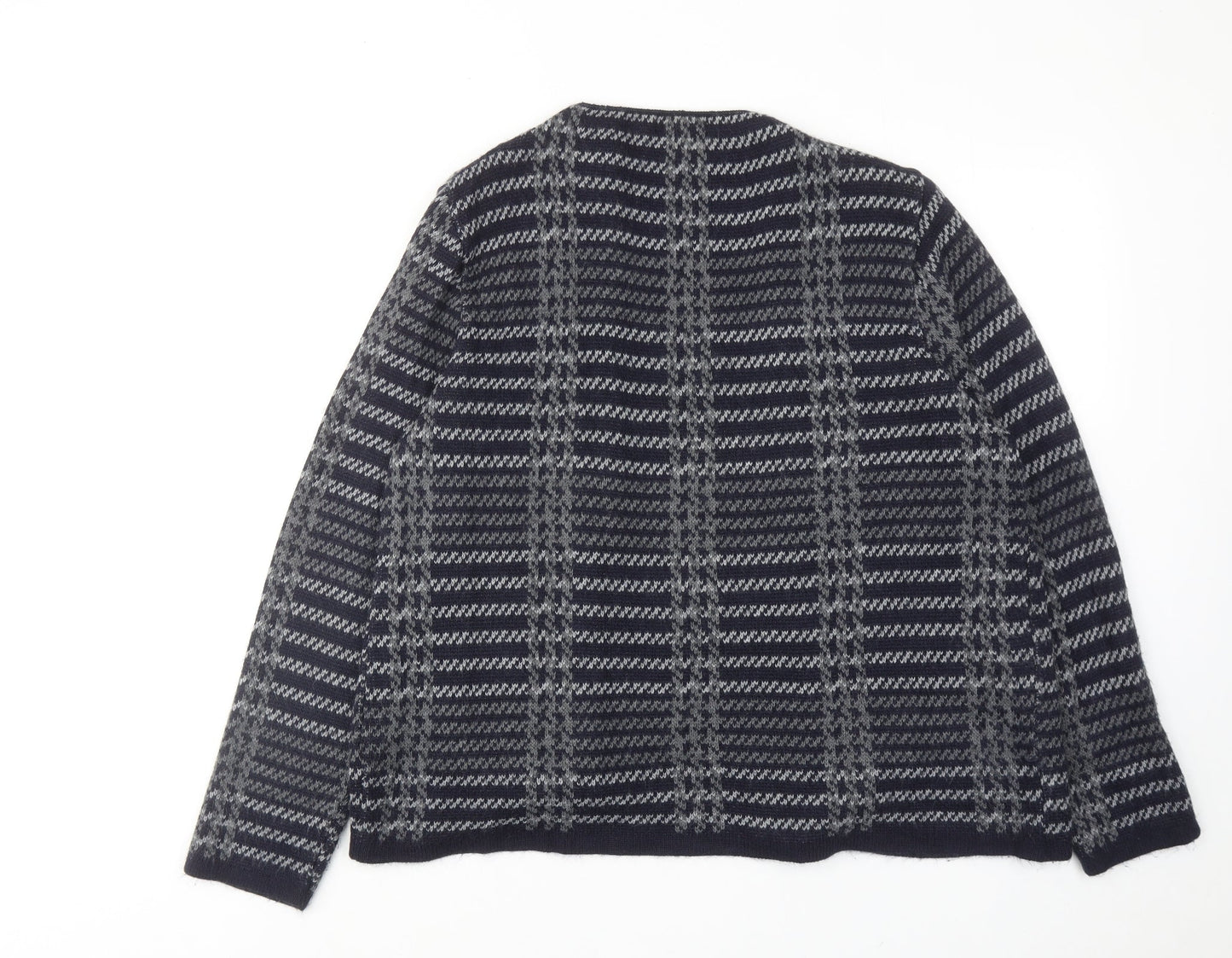 Debenhams Womens Grey V-Neck Plaid Acrylic Cardigan Jumper Size 20
