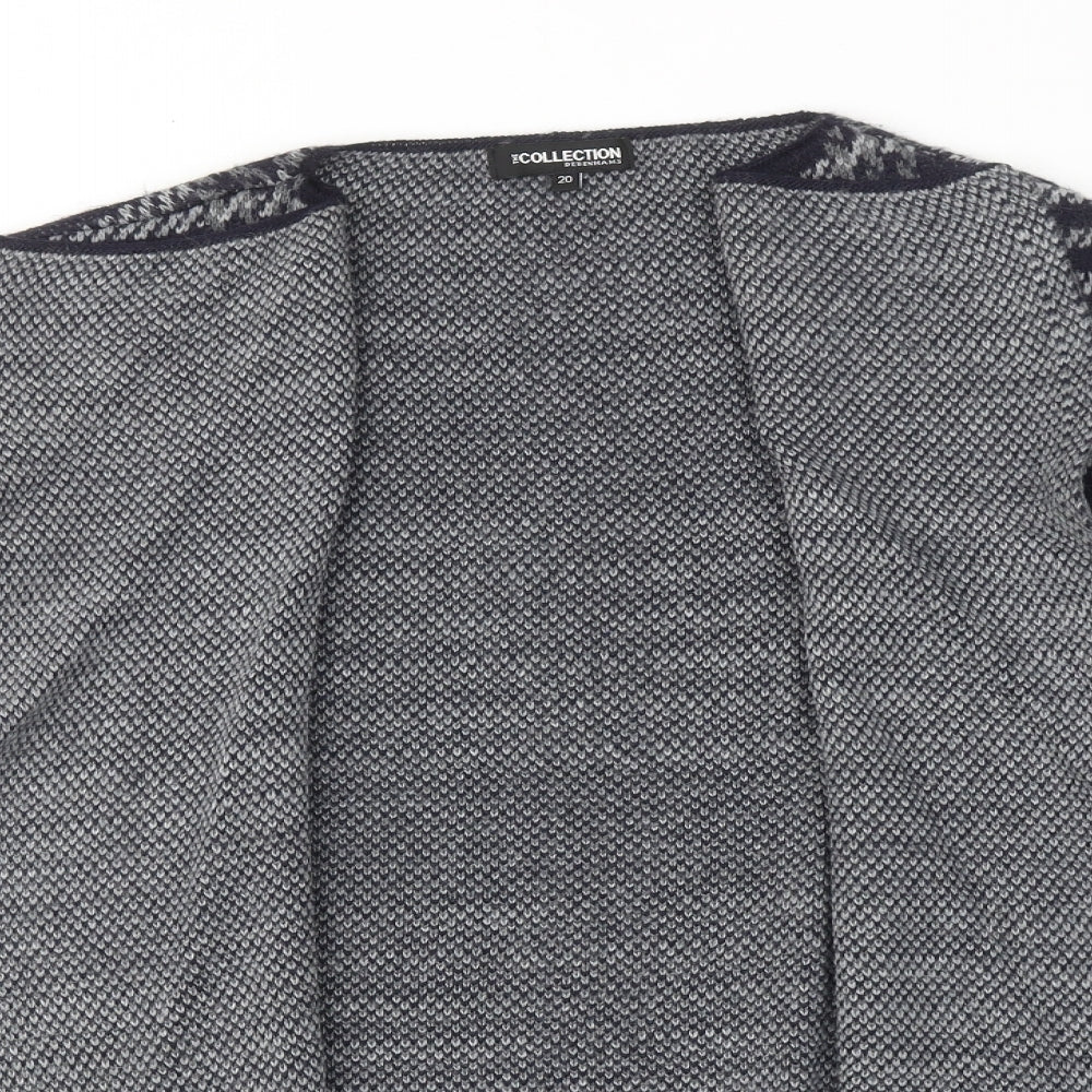 Debenhams Womens Grey V-Neck Plaid Acrylic Cardigan Jumper Size 20