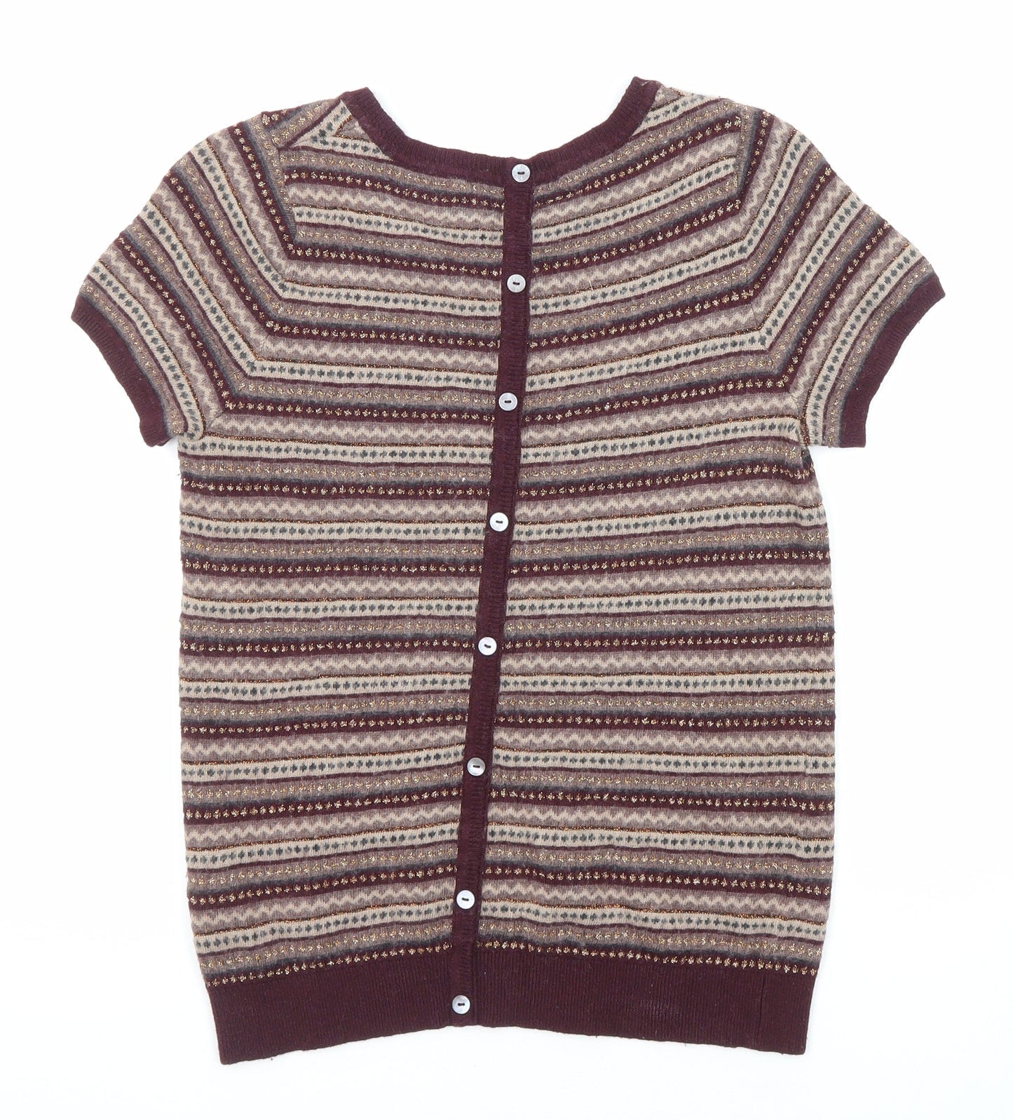Marks and Spencer Womens Multicoloured Round Neck Geometric Viscose Pullover Jumper Size 8